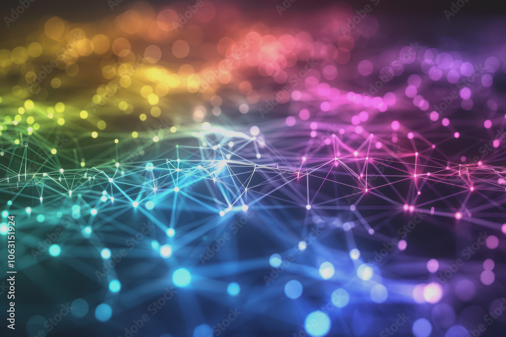 A beautiful Abstract digital technology background with colorful network connection lines. A beautiful Abstract digital technology background with colorful network connection lines.
