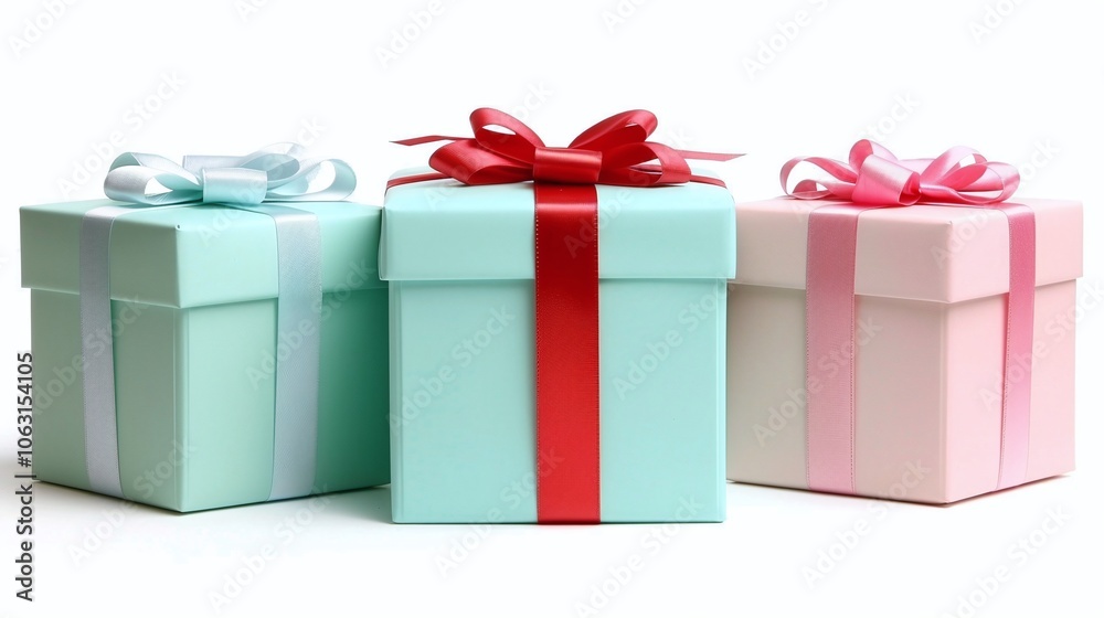 Trio of Pastel Gift Boxes on Soft Background Trio of Pastel Gift Boxes on Soft Background