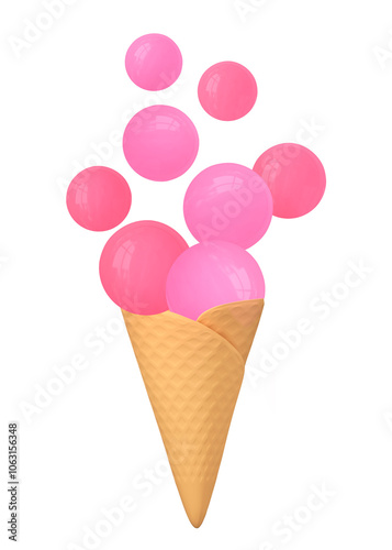 Ice cream png sticker, dessert 3D cartoon transparent background