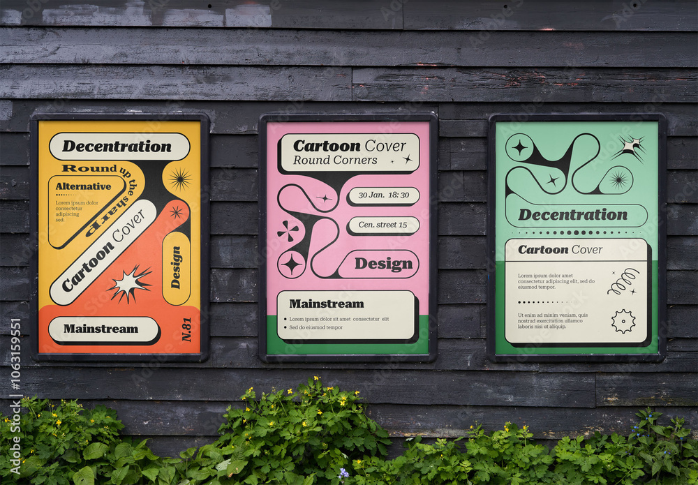 Mockup Of Three Vertical Customized Advertisements Stock Template ...