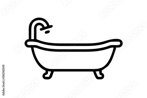 Line art of a bathtub. Vector illustration 