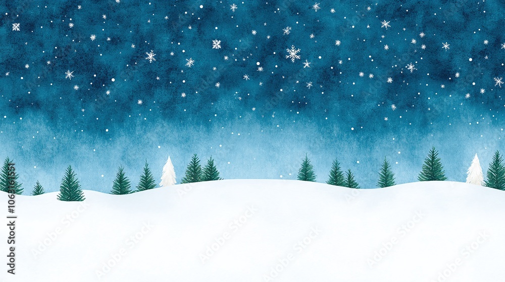 Artistic Christmas Holiday Card with Snowy Landscape Artistic Christmas Holiday Card with Snowy Landscape
