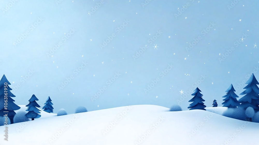 Artistic Christmas Holiday Card with Winter Landscape Artistic Christmas Holiday Card with Winter Landscape