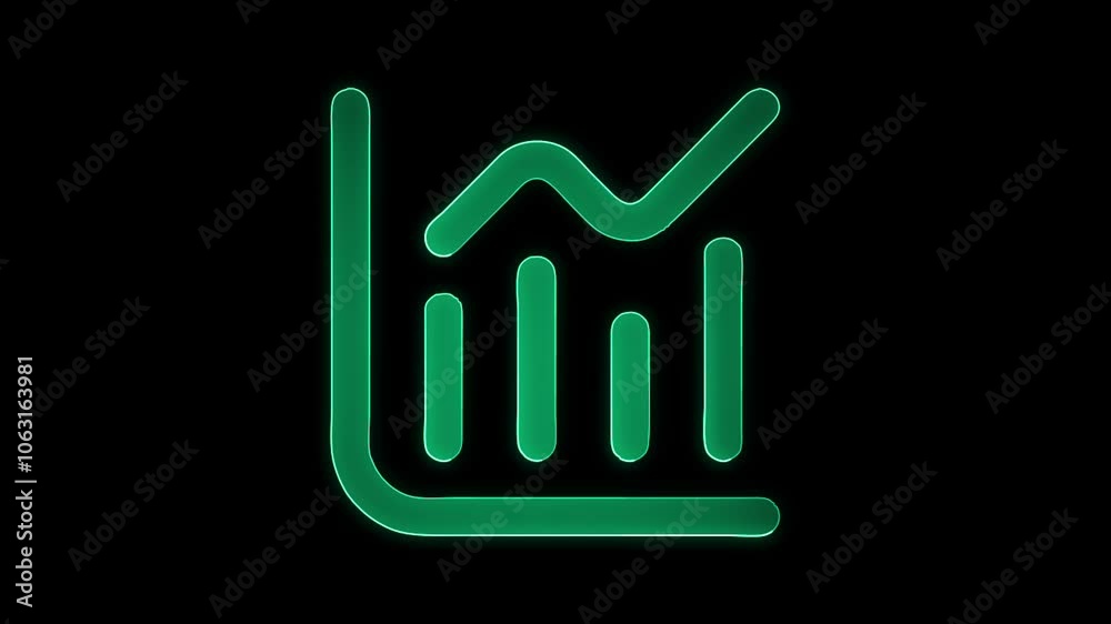Neon business graph chart icon animation background. Neon business graph chart icon animation background.