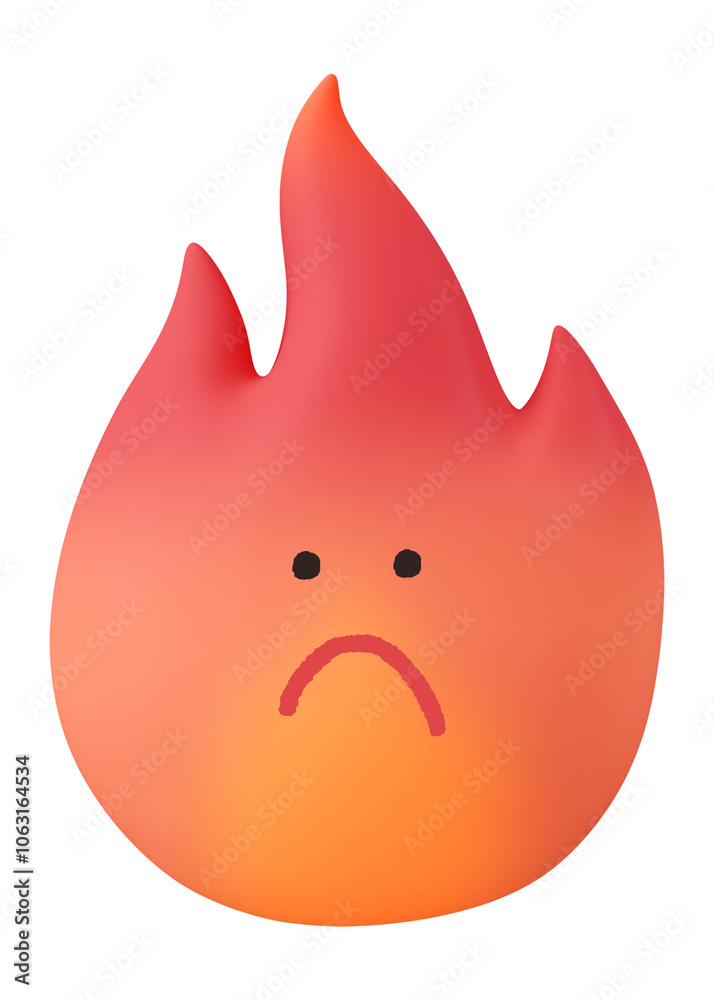 Sad flame png sticker, 3D emoticon illustration, transparent background Sad flame png sticker, 3D emoticon illustration, transparent background