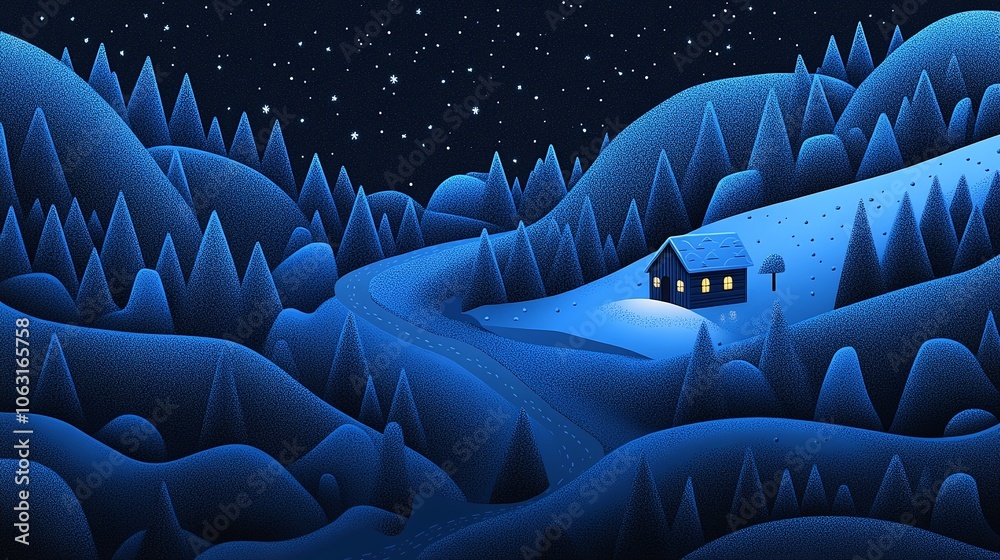 Fototapeta premium Cozy Kids Scene in a Snowy Landscape