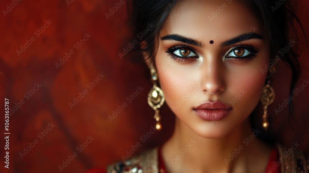 A stunning Indian woman with expressive eyes, gazing directly A stunning Indian woman with expressive eyes, gazing directly