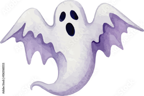 Light Purple Ghost Halloween Watercolor Illustration