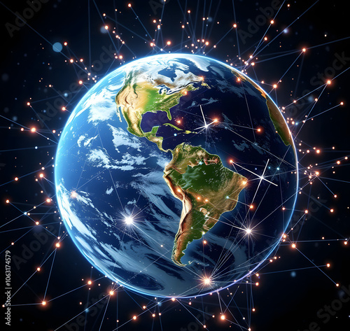 World Connected: A stunning visualization of the Earth with energy network connections.