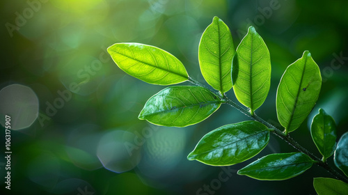 Nature of leaves in the garden in summer. Natural green leafy plants