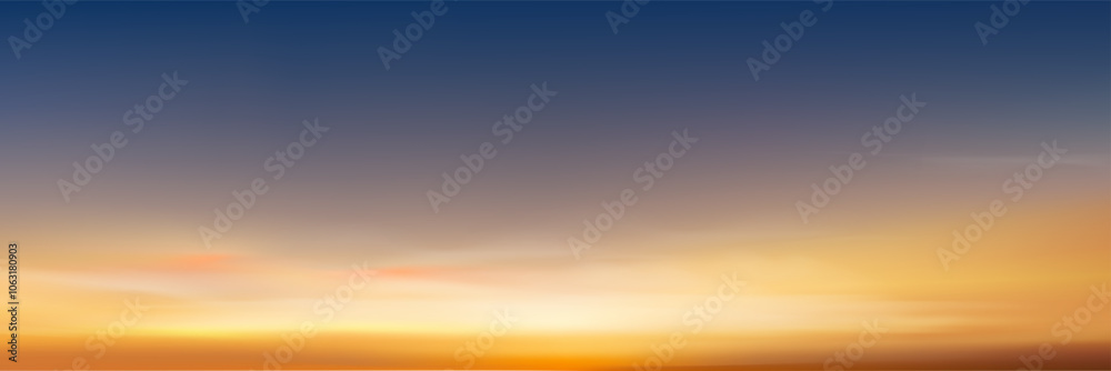 Obraz premium Sunset Sky Background,Autumn Orange Sunrise and Sun over Sea Beach,Vector Beautiful Winter Nature Golden Hour in Yellow,Pink,Blue Sky Before Sundown in Summer,Cartoon Spring Landscape with sunlight
