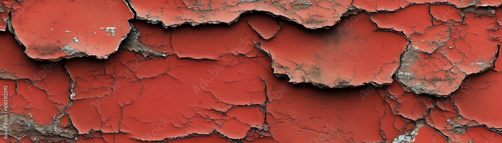 Obraz premium Peeling Red Paint on a Cracked Surface