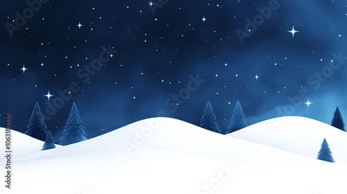 Winter Night with Stars and Snowy Landscape