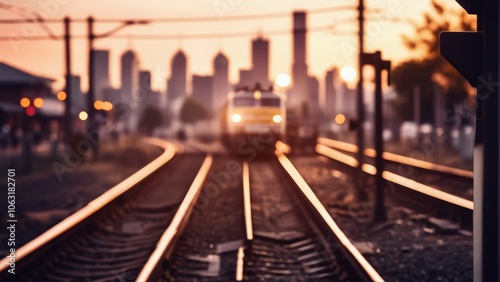 railway station at sunset