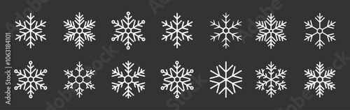 Snowflake icons collection. Snowflake vector. Happy new year, xmas, christmas. Snowflakes icons. New year ornament