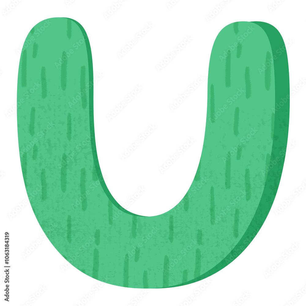 Letter U png in green alphabet, transparent background