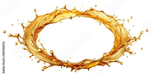 Golden Liquid Splash Circle, Abstract, 3D, Liquid Splash, Circular Shape, Frame