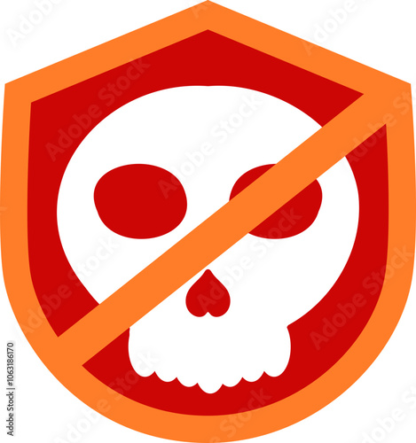 shield with skull dangerous icon