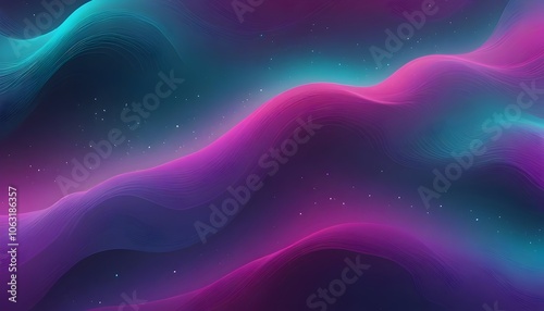 Cosmic Gradient with Vibrant Teal, Magenta, and Purple Glow Particles