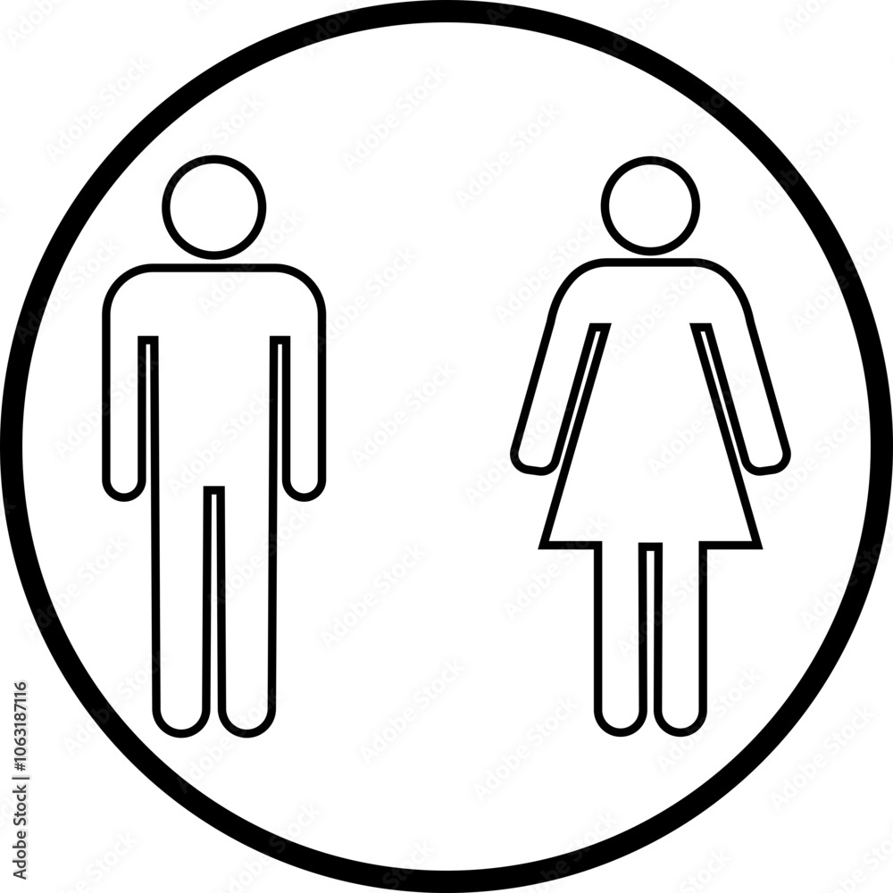 Toilet outline icon. WC vector illustration. Disabled silhouette. Restroom and change room sign. Male and female unisex toilet. Handicapped symbol. Bathroom sign isolated on transparent background. Toilet outline icon. WC vector illustration. Disabled silhouette. Restroom and change room sign. Male and female unisex toilet. Handicapped symbol. Bathroom sign isolated on transparent background.