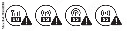 5G LTE error set icon, vector illustration