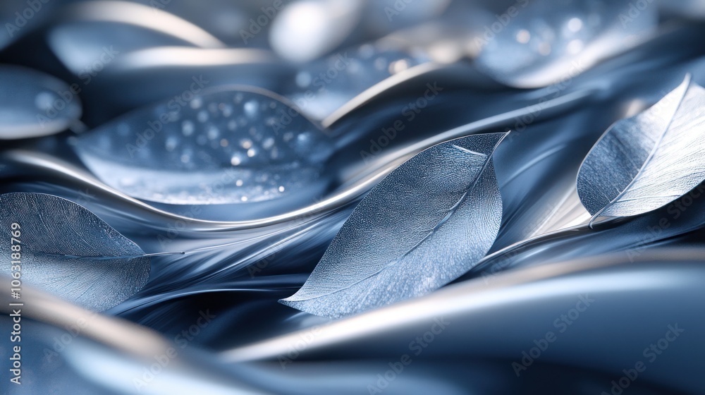 Digital leaves in 3D, with sleek lines and realistic textures, creating a futuristic atmosphere. Digital leaves in 3D, with sleek lines and realistic textures, creating a futuristic atmosphere.