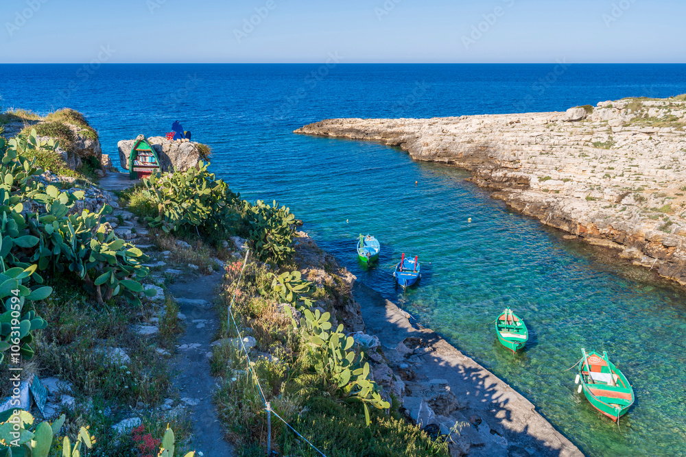 The Port Alga Bay view in Polignano a Mare of Italy