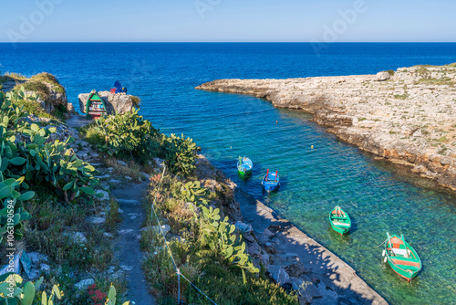 Obraz na płótnie The Port Alga Bay view in Polignano a Mare of Italy w salonie