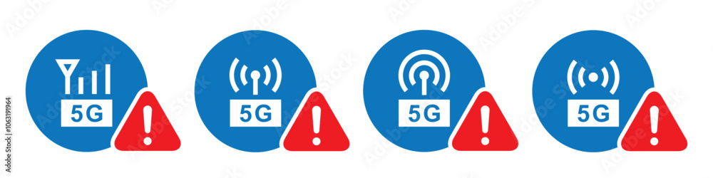 5G LTE error set icon, vector illustration 5G LTE error set icon, vector illustration