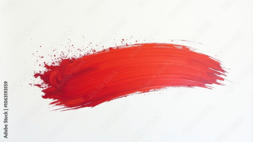 Vibrant Red Brush Stroke on Minimalistic White Canvas Vibrant Red Brush Stroke on Minimalistic White Canvas