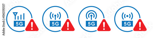 5G LTE error set icon, vector illustration