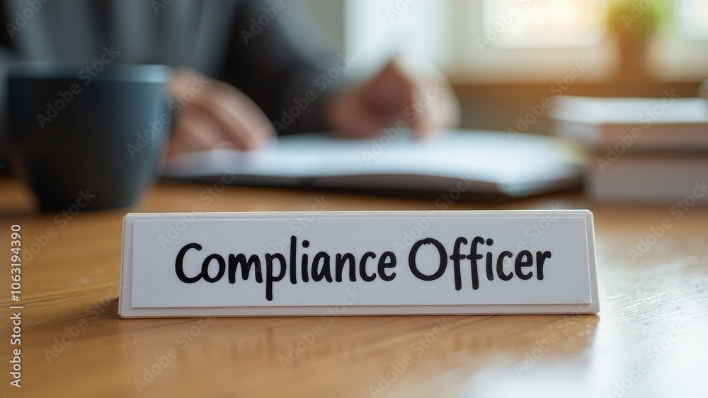Focused Compliance Officer Desk with Soft Background