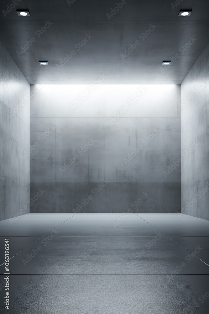 Sleek concrete room with soft lighting and minimalist design creating a modern, striking visual impact. Sleek concrete room with soft lighting and minimalist design creating a modern, striking visual impact.