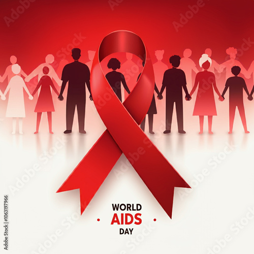 A red ribbon and people sym...