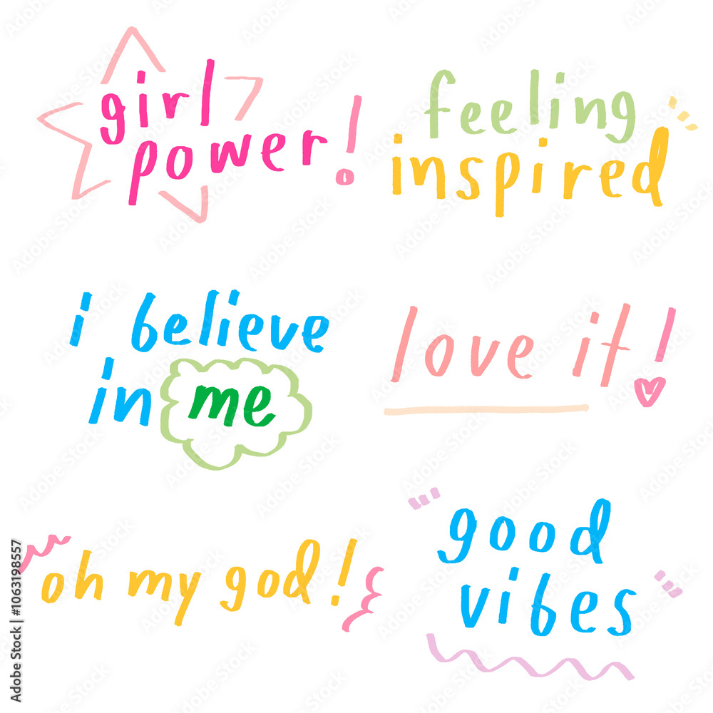 Fototapeta premium Cute pastel doodle typography design element set