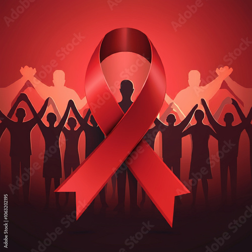 Graphic with red ribbon and...