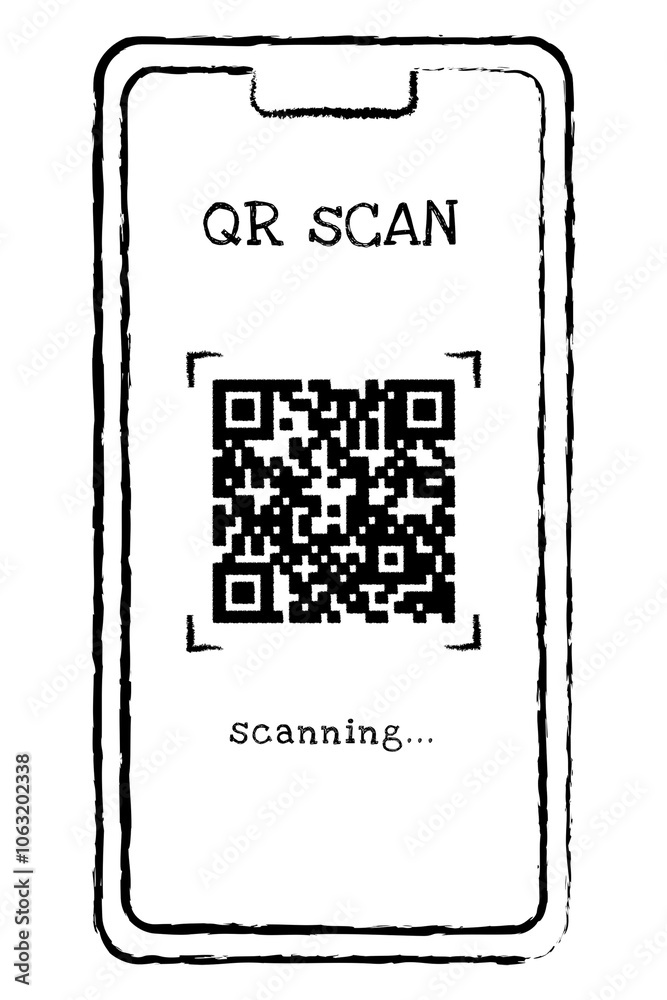 QR code png sticker, mobile phone doodle QR code png sticker, mobile phone doodle