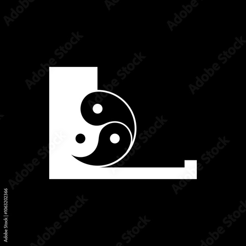 Logos are the letter L and yin yang. Outline and unique.