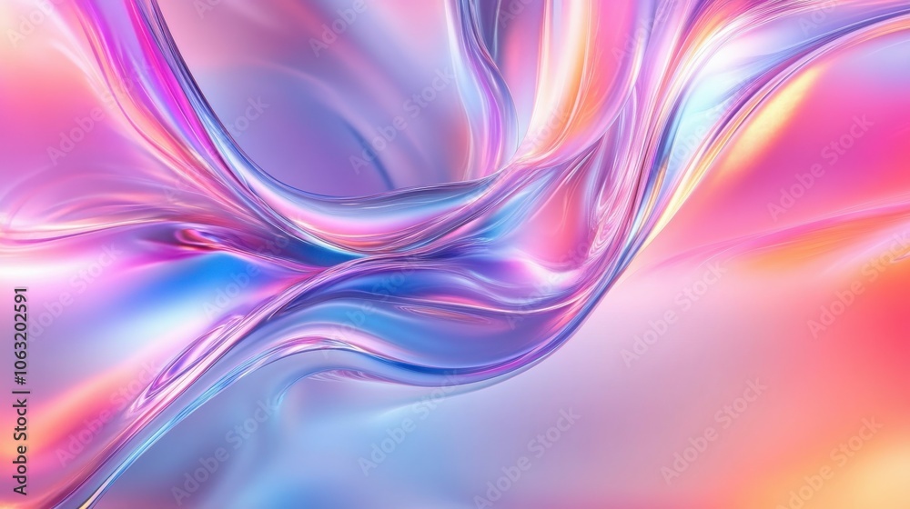Abstract bright organic holographic iridescent background fluid liquid glass curved wave in motion Abstract bright organic holographic iridescent background fluid liquid glass curved wave in motion