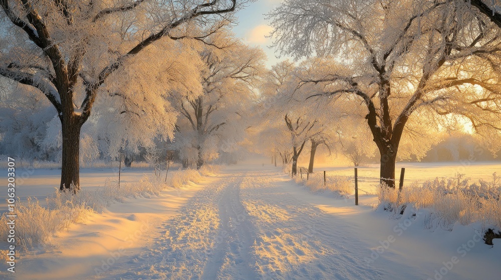 The branches of the ice-covered trees sparkle in the morning light, as snow blankets the quiet landscape. The branches of the ice-covered trees sparkle in the morning light, as snow blankets the quiet landscape.
