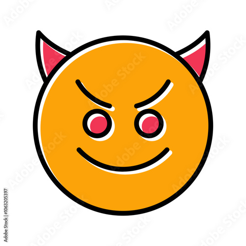 Smiling Face with Horns Vector Icon