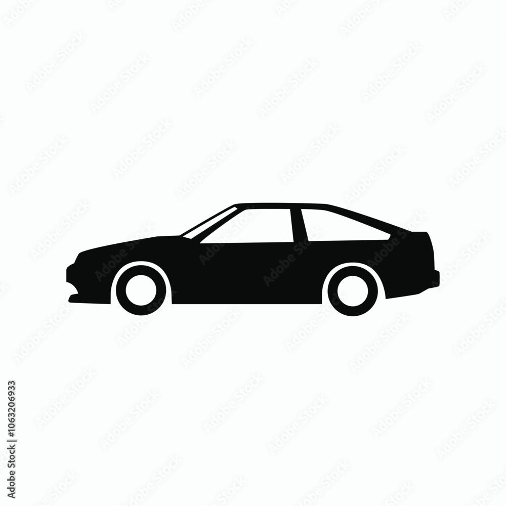 Classic car side view silhouette icon. Vector illustration Classic car side view silhouette icon. Vector illustration