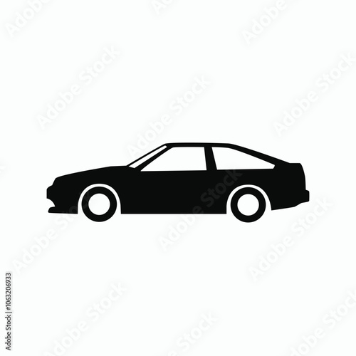 Classic car side view silhouette icon. Vector illustration