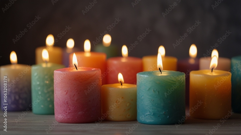 beautiful composition of candles, copy space
