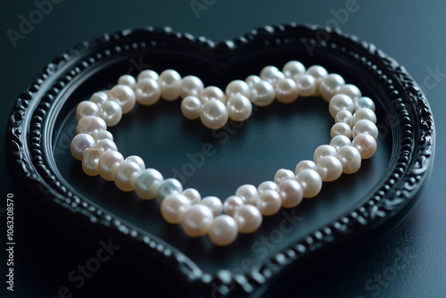 Pearls arranged in the shape of a heart