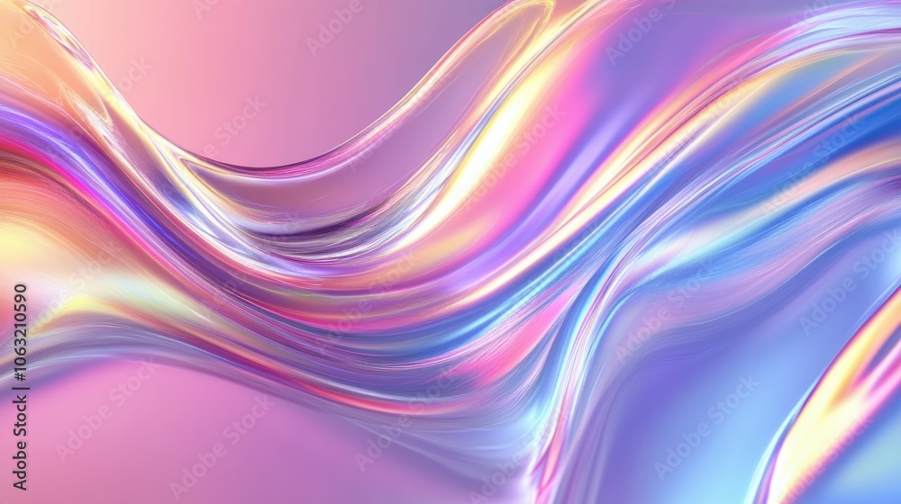 Abstract liquid glass holographic iridescent colorful wave in motion bright background Abstract liquid glass holographic iridescent colorful wave in motion bright background