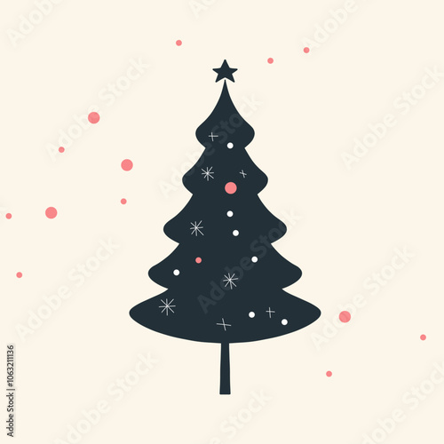 Christmas tree, abstract design, minimalistic vector, star icon, holiday tree