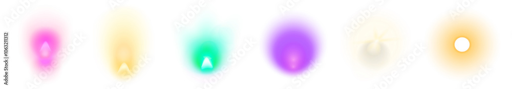 PNG light effect, element set on transparent background