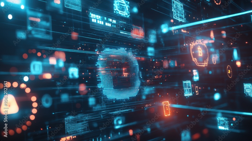 A dynamic digital marketplace filled with various assets--NFTs, A dynamic digital marketplace filled with various assets--NFTs,