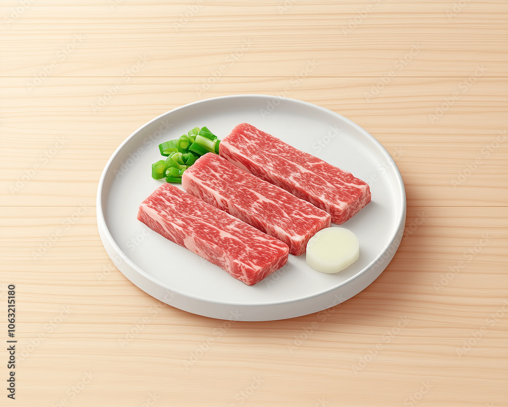 Three pieces of meat on a white plate